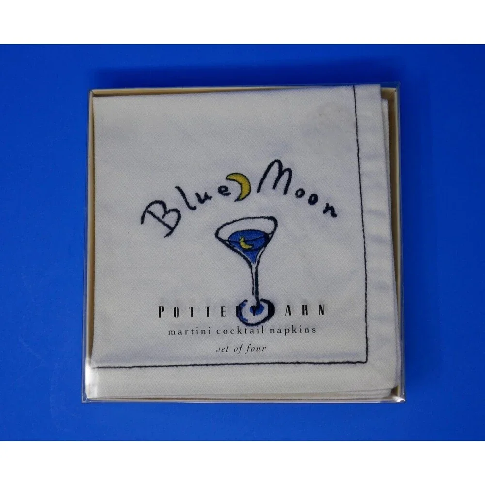 Pottery Barn Embroidered Martini Cocktail Napkins Set of 4